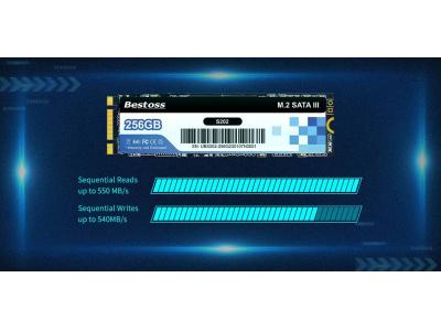 Ổ cứng SSD M2 SATA Bestoss S202 128GB/256GB/512GB/1TB - Đọc/Ghi 550/520MB/s (M2 SATA, M2.2280)