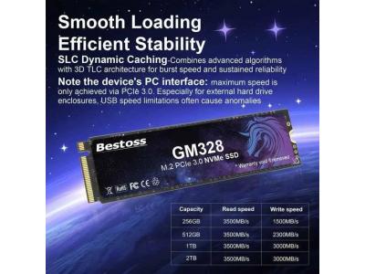Ổ cứng SSD NVME Bestoss GM328-K3 256GB/512GB/1TB - Đọc/Ghi 3400/3100MB/s (NVMe PCIe Gen3x4, M2.2280)